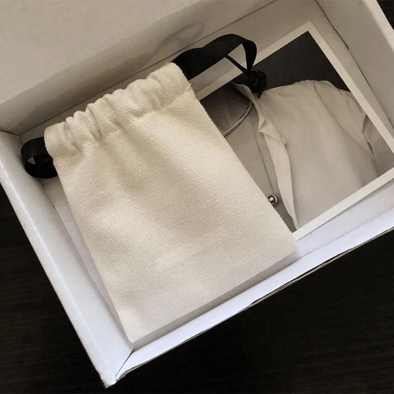 Custom Small Personalized Cotton Drawstring Gift Bag Cotton Canvas Drawstring Pouch - Image 5