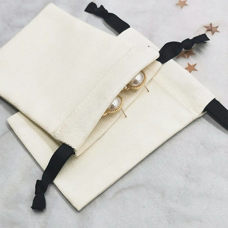 Custom Small Personalized Cotton Drawstring Gift Bag Cotton Canvas Drawstring Pouch
