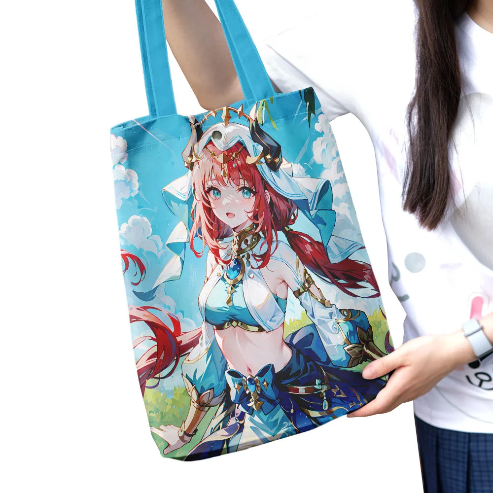 Custom Styles Cartoon Pattern Canvas Bags Anime Shopping Bag Shoulder Bag Canvas Tote Bag