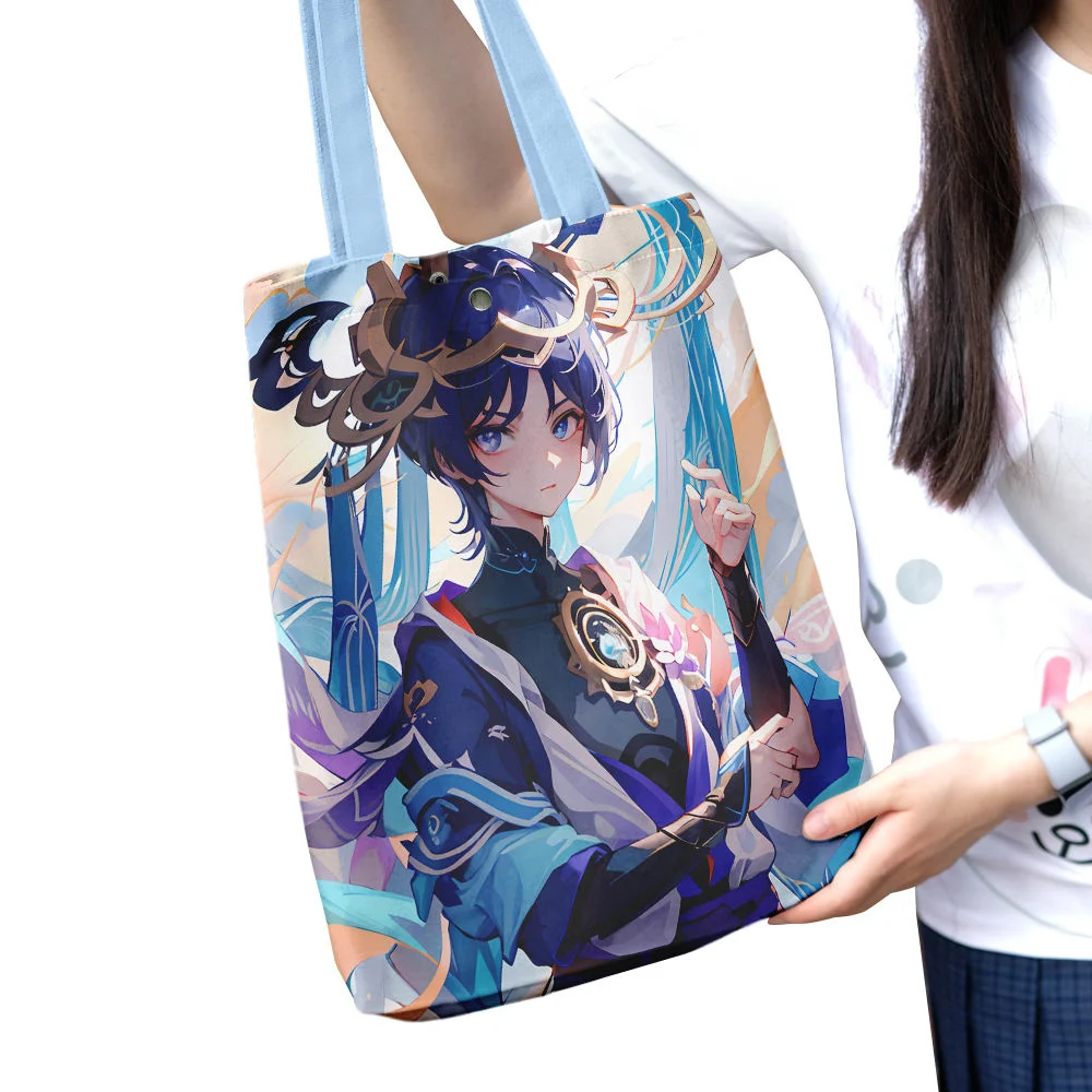 Custom Styles Cartoon Pattern Canvas Bags Anime Shopping Bag Shoulder Bag Canvas Tote Bag - Image 2