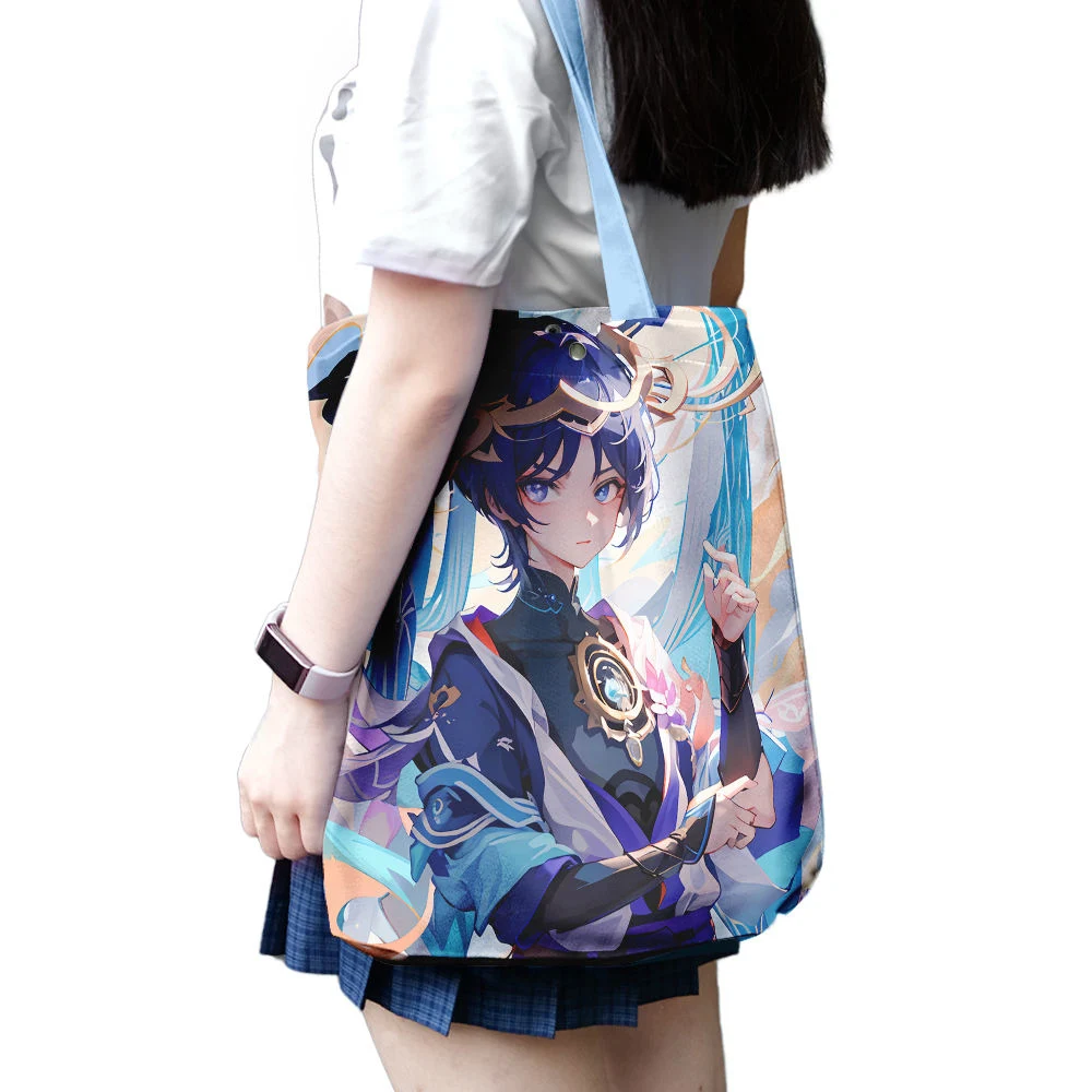 Custom Styles Cartoon Pattern Canvas Bags Anime Shopping Bag Shoulder Bag Canvas Tote Bag - Image 6