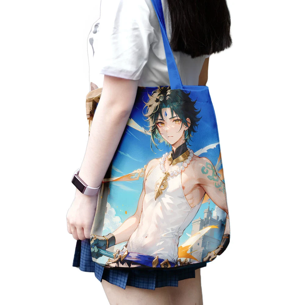 Custom Styles Cartoon Pattern Canvas Bags Anime Shopping Bag Shoulder Bag Canvas Tote Bag