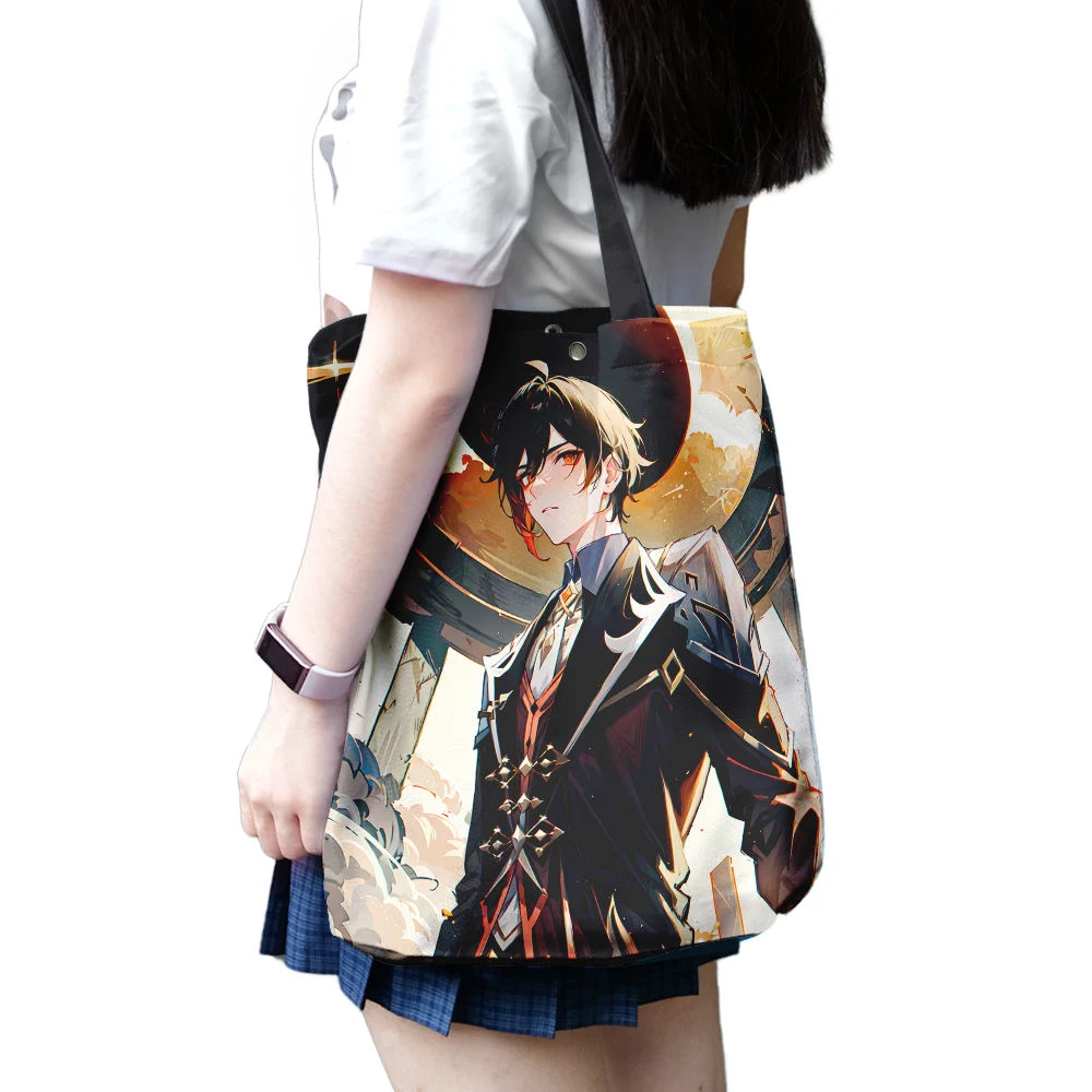 Custom Styles Cartoon Pattern Canvas Bags Anime Shopping Bag Shoulder Bag Canvas Tote Bag
