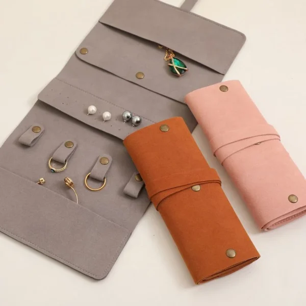 Custom Travel Jewelry Bag Storage Organizer for Ring Earring Necklace Foldable Velvet Jewellery Roll - Image 5