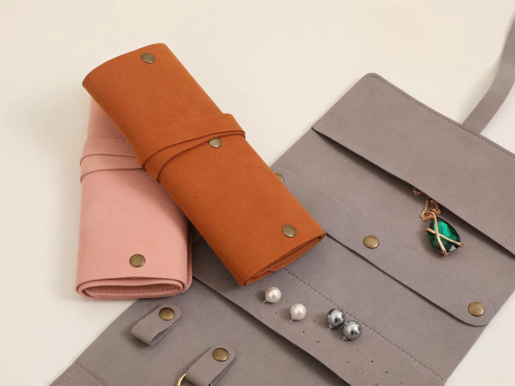 Custom Travel Jewelry Bag Storage Organizer for Ring Earring Necklace Foldable Velvet Jewellery Roll