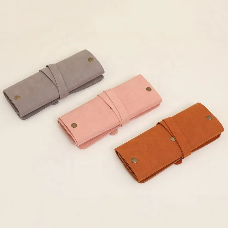 Custom Travel Jewelry Bag Storage Organizer for Ring Earring Necklace Foldable Velvet Jewellery Roll