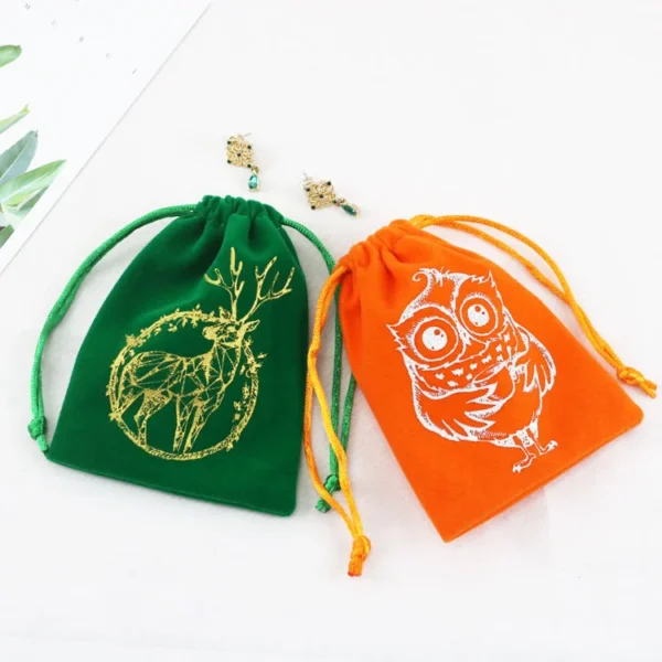 Custom Velvet with Logo Printed Suede Jewelry Packaging Luxury Drawstring Dust Bag - Image 5