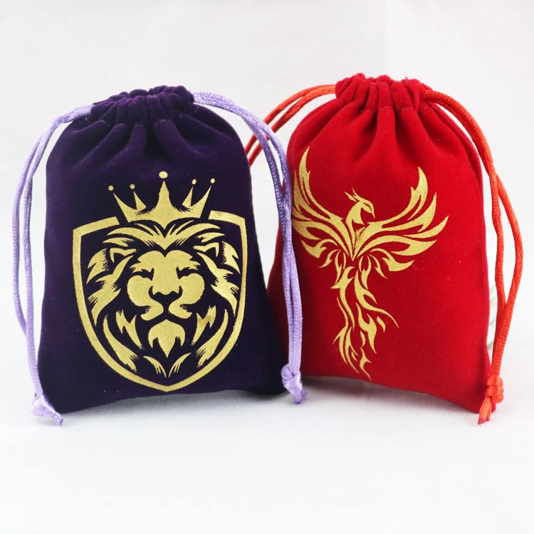 Custom Velvet with Logo Printed Suede Jewelry Packaging Luxury Drawstring Dust Bag