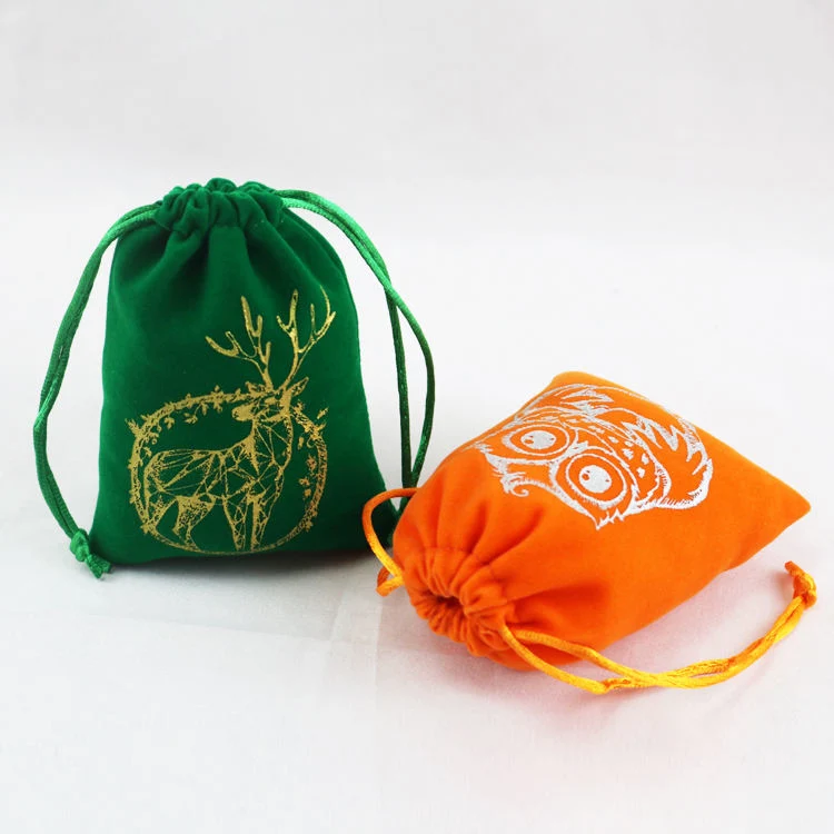 Custom Velvet with Logo Printed Suede Jewelry Packaging Luxury Drawstring Dust Bag