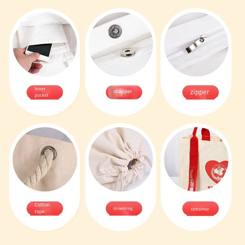 Custom White Canvas Jewelry Packaging Bag Mini Dust Gift Bag Ribbon String Pouch