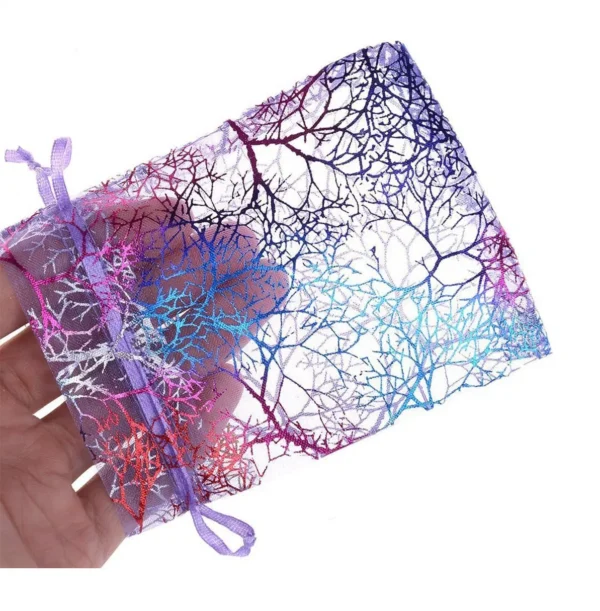 Custom Wrapping Designs Coral Printed Organza Bags Small Party Gifts Wedding Jewellery Bags Reusable Organza Bag - Image 2