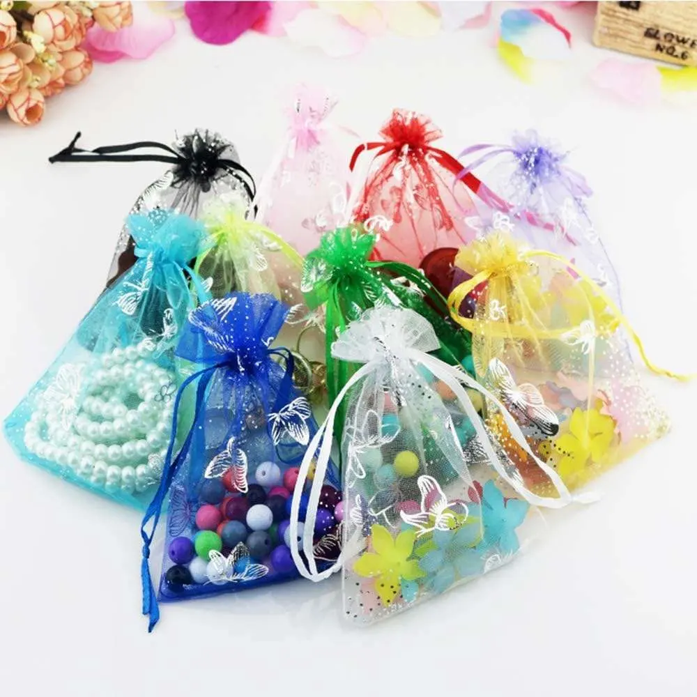 Custom Wrapping Designs Coral Printed Organza Bags Small Party Gifts Wedding Jewellery Bags Reusable Organza Bag
