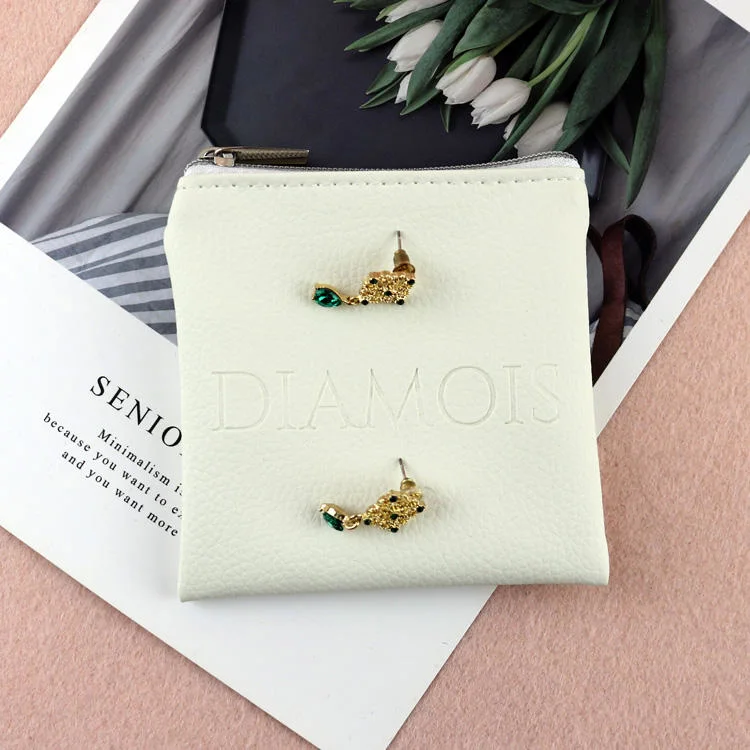 Custom Zipper Jewelry Bags Faux PU Leather Jewelry Packaging Pouch