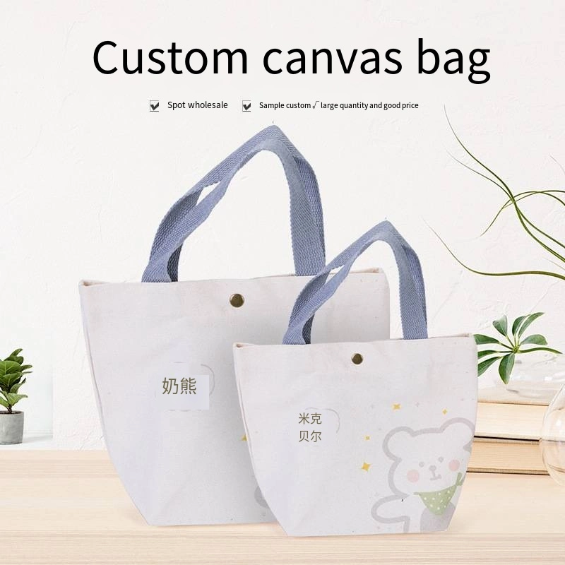 Customized Advertising and Shopping Cotton Bags with Simple Metal Buttons and Canvas Bags