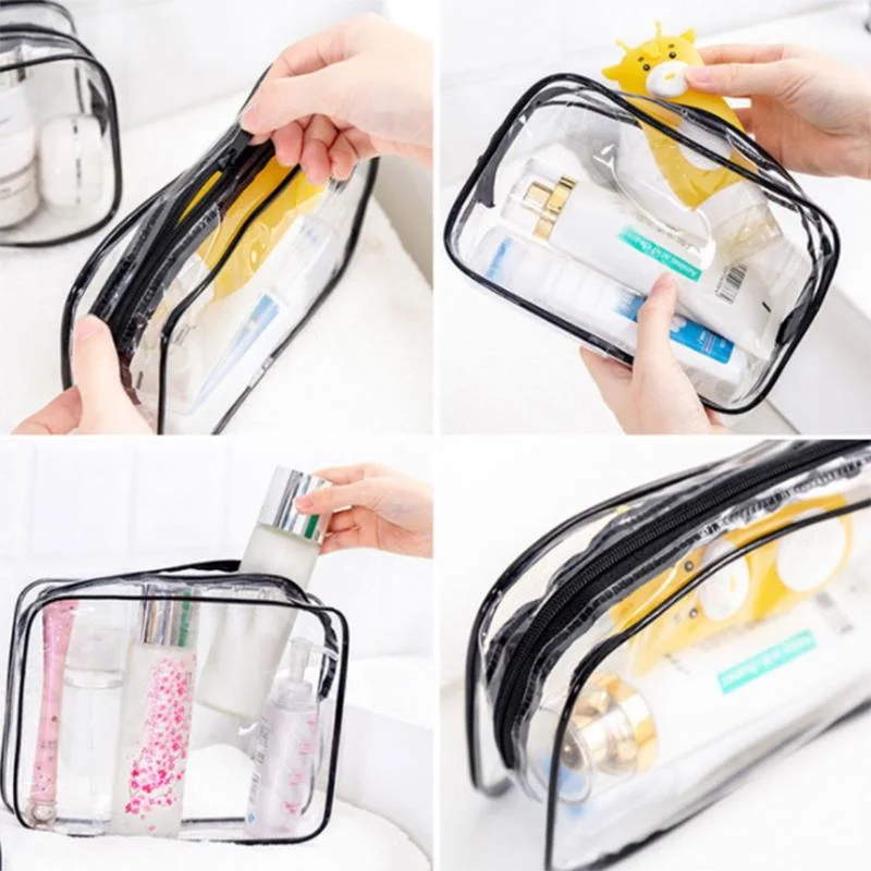Customized Clear Zipper Makeup Bag Transparent PVC Cosmetic Bags PVC Makeup Bag