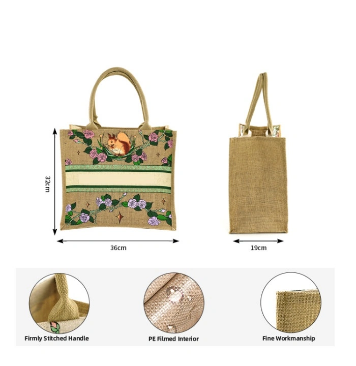 Customized Eco Friendly Organic Degradable Reusable Jute Shopping Bag