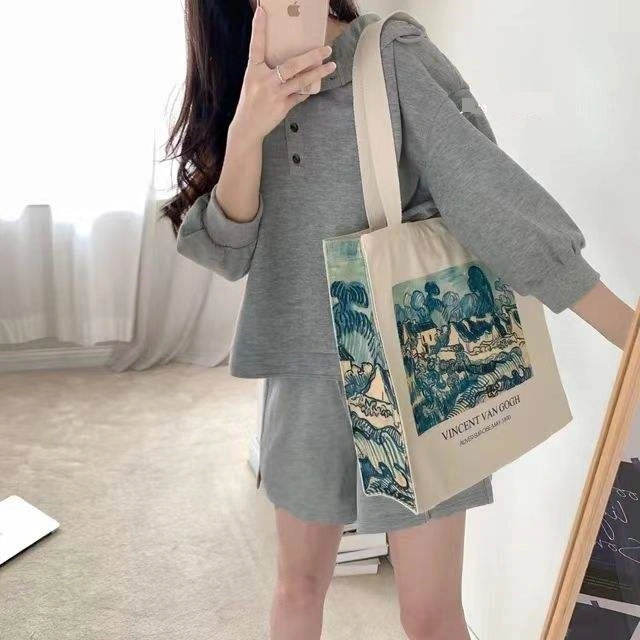 Customized Eco-Friendly Women Canvas Tote Bag Cotton Bag with Zipper