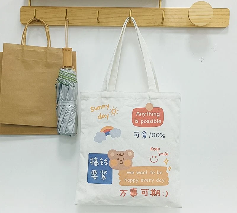 Customized Handbag Canvas Bag Customized Student DIY Blank Cotton Bag with Logo