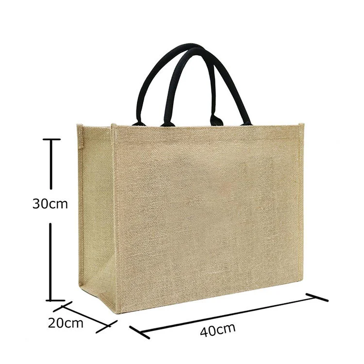 Customized Handle Shopping Foldable Fabric Logo Natural Cheap Recycle Plain Jute Bag
