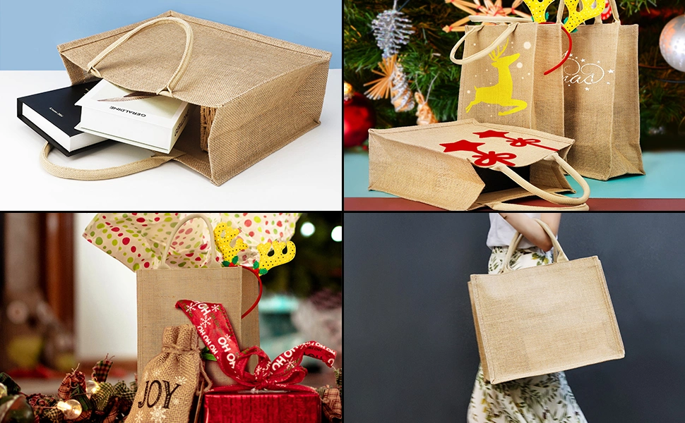 Customized Handle Shopping Foldable Fabric Logo Natural Cheap Recycle Plain Jute Bag