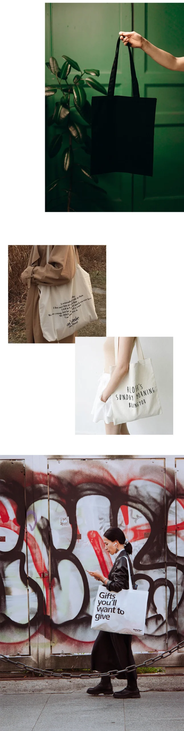 Customized Logo Canvas Bag Handheld Bag Canvas Bag Customized Student DIY Blank Cotton Bag