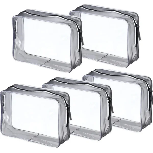Customized Logo Clear Waterproof Makeup Pouches Travel Toiletry Transparent PVC Cosmetic Bags