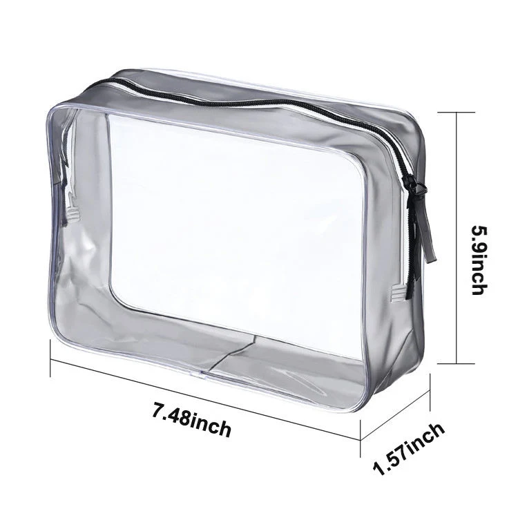 Customized Logo Clear Waterproof Makeup Pouches Travel Toiletry Transparent PVC Cosmetic Bags