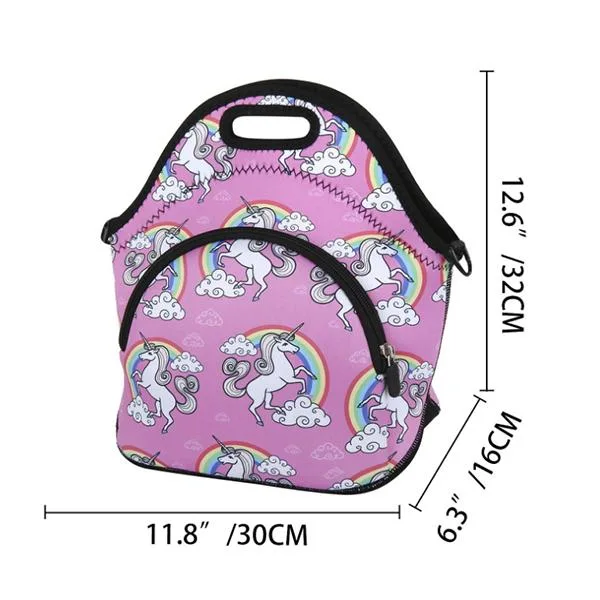 Customized Logo Insulated Waterproof Cooler Bag School Lunch Neoprene Tote Bag