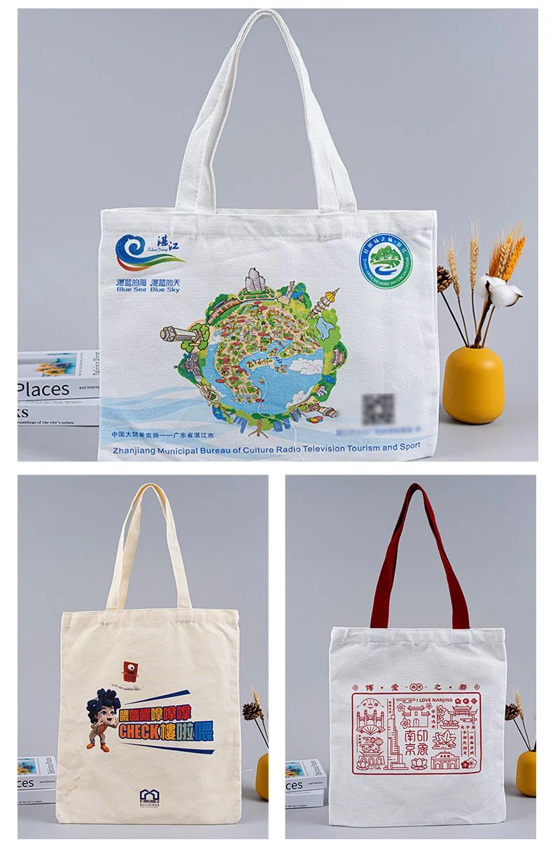 Customized Logo Printing on Canvas Bag One Shoulder Canvas Bag Handbag Environmentally Friendly Bag