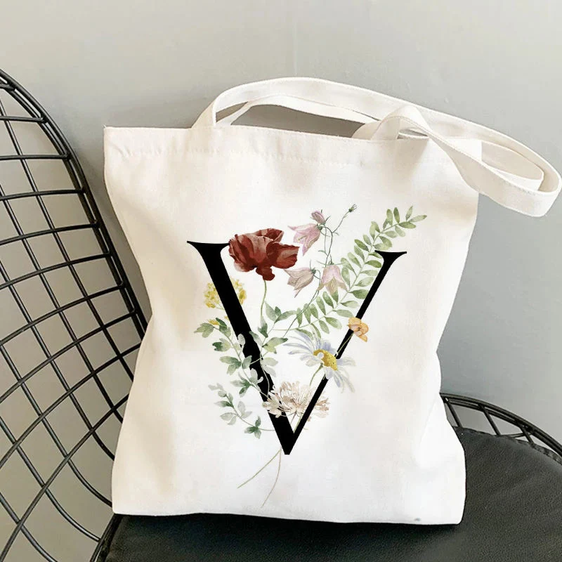 Customized Printed Shopping Canvas Fashion Cotton Letter Shopping Hand Bags Tote Bags