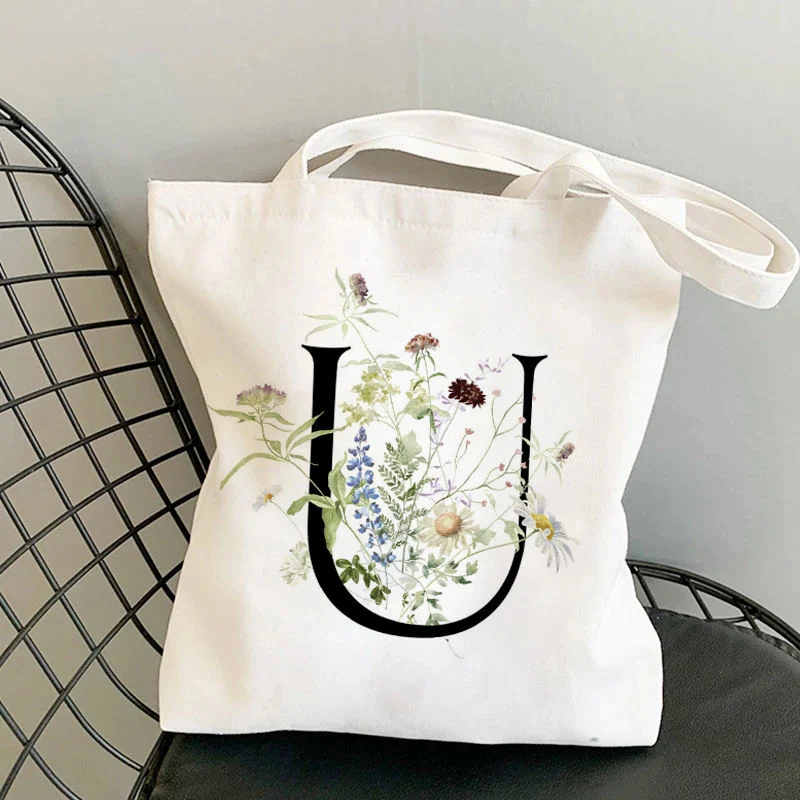 Customized Printed Shopping Canvas Fashion Cotton Letter Shopping Hand Bags Tote Bags