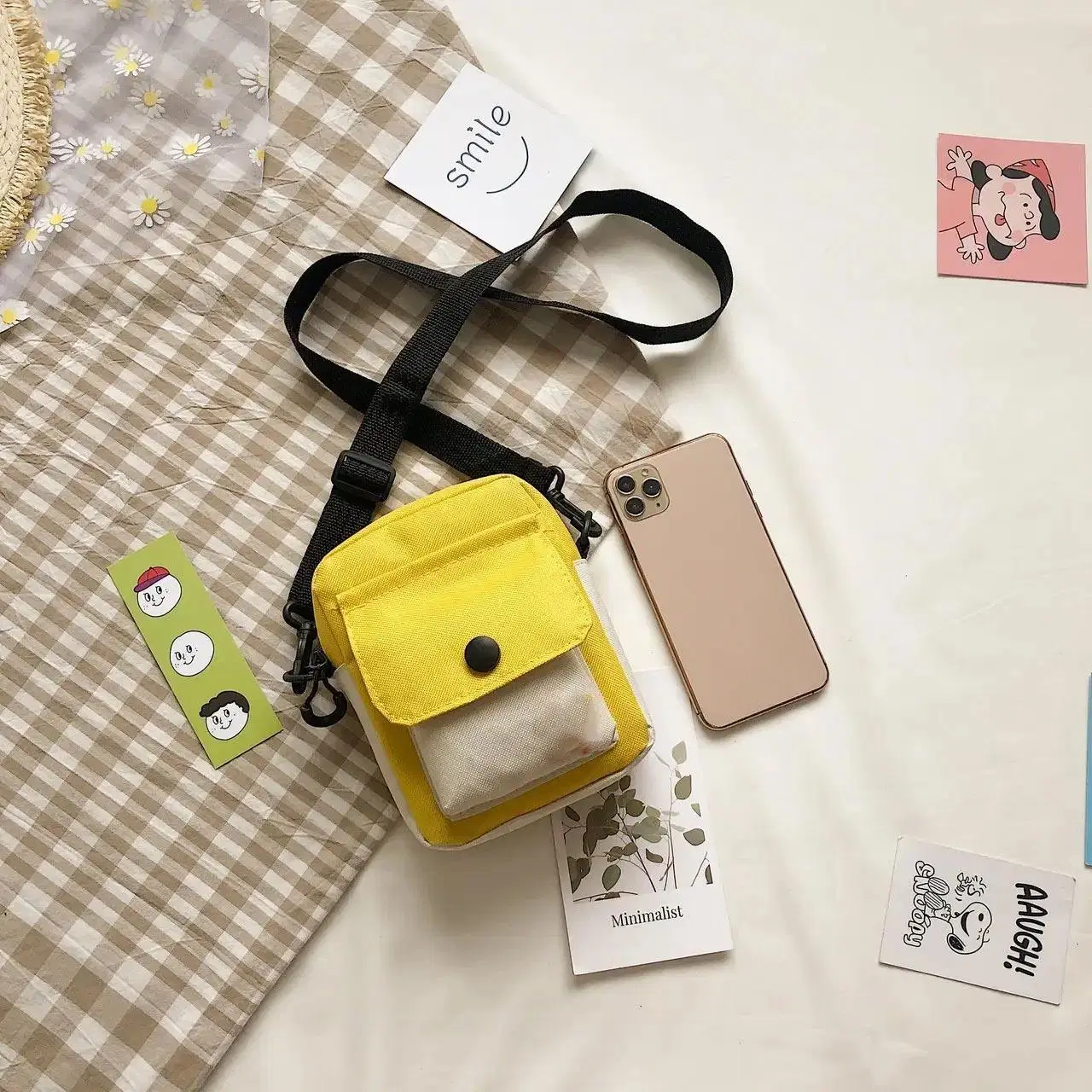 Cute Canvas Small Messenger Bag Purse Bag Single Shoulder Crossbody Women′s Hand- Bag - Image 3