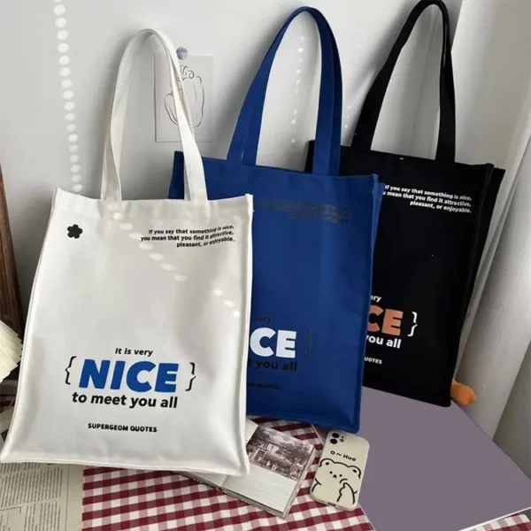 Cute Women′s Ladies Girl Fashion Outer Daily Organic Tote Shopping Cotton Canvas Bag - Image 2
