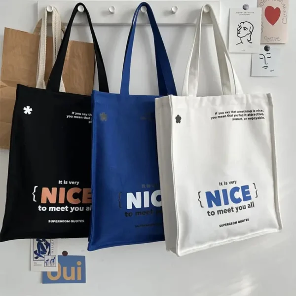 Cute Women′s Ladies Girl Fashion Outer Daily Organic Tote Shopping Cotton Canvas Bag - Image 3
