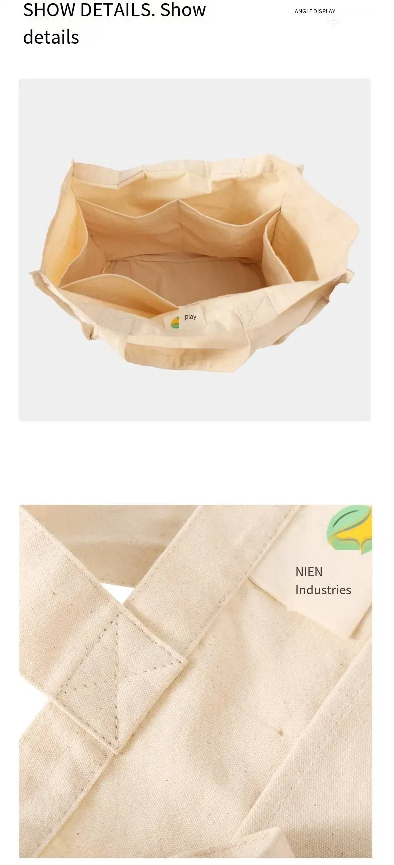 Divided Shopping Bag Supermarket Fruit and Vegetable Cotton Pack Hand Canvas Bag