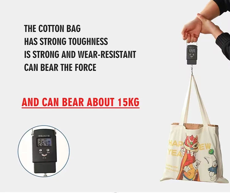 Double-Sided Canvas Cotton Tote Bag Reusable Grocery Shopping Bag for Women