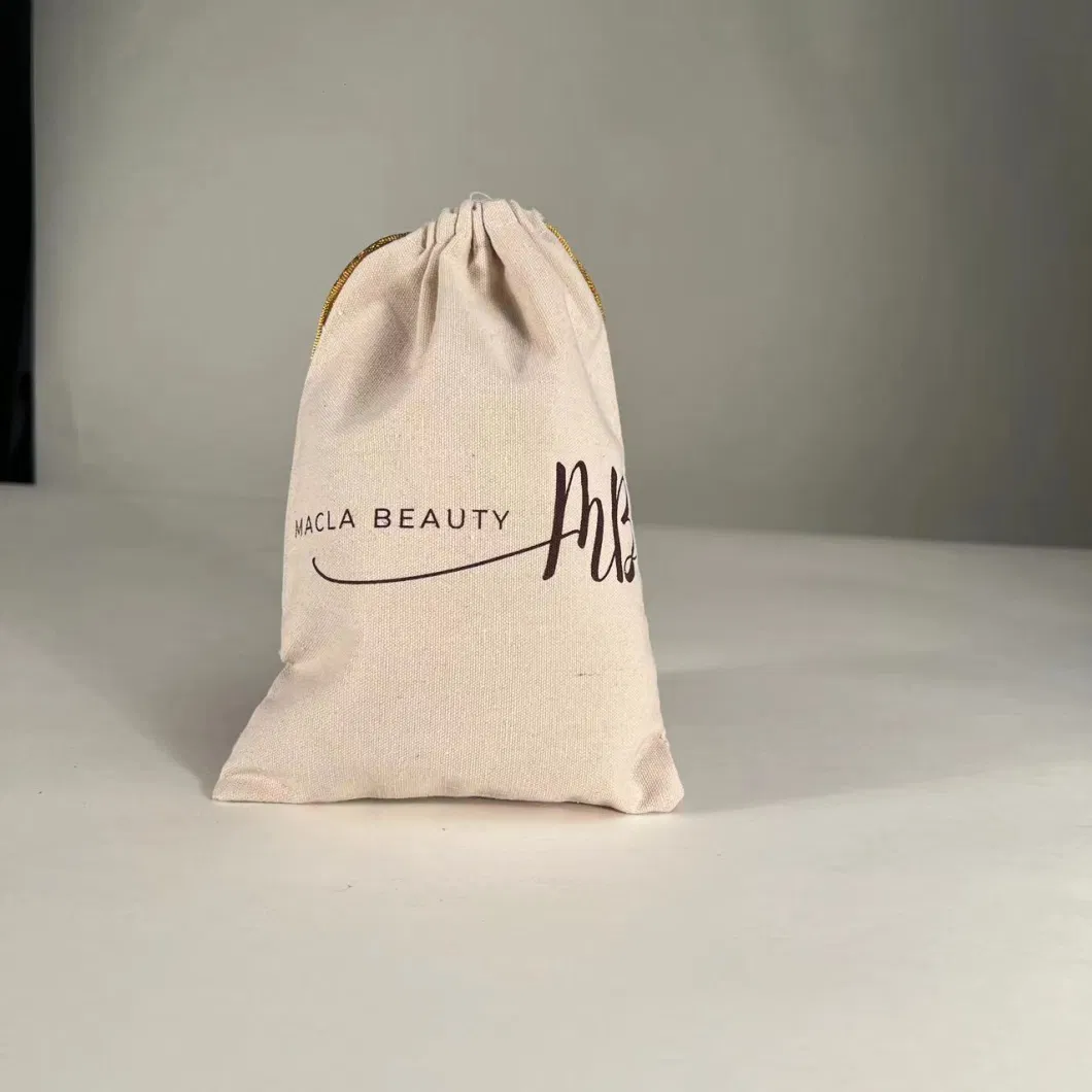 Drawstring Bag Eco Friendly Canvas Bag Logo Customized Shopping Cotton Pouch