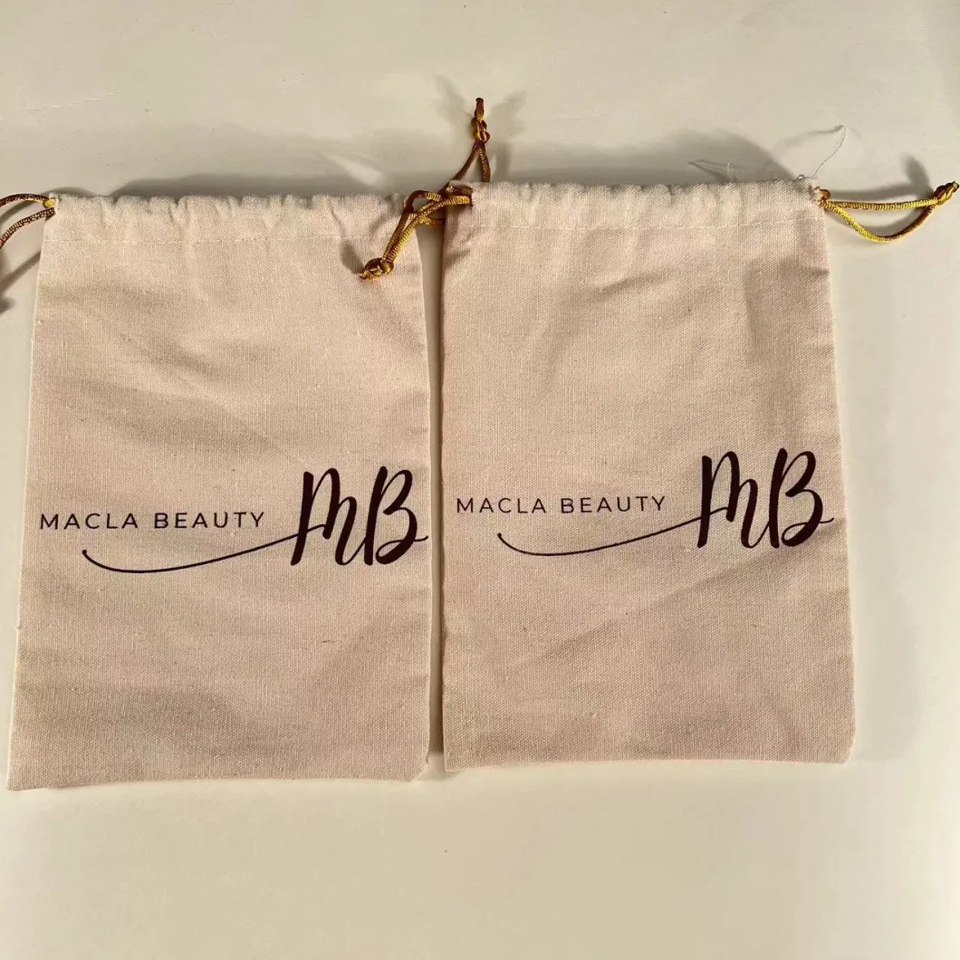 Drawstring Bag Eco Friendly Canvas Bag Logo Customized Shopping Cotton Pouch