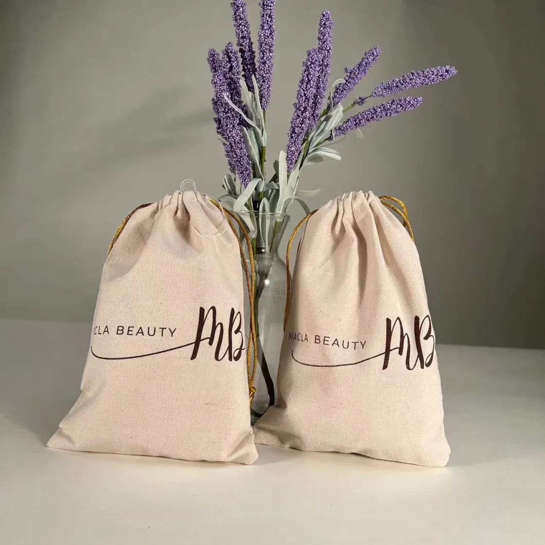 Drawstring Bag Eco Friendly Canvas Bag Logo Customized Shopping Cotton Pouch