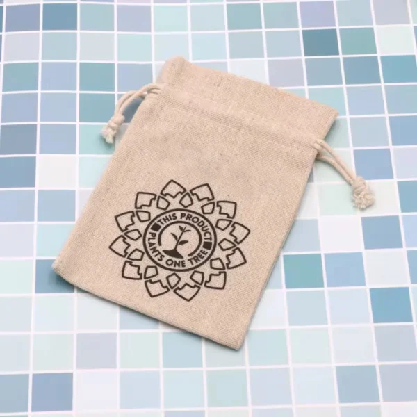 Drawstring Burlap Pouches Christmas Gift Linen Pouch Jute Drawstring Gift Bag - Image 3