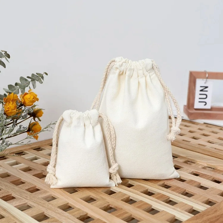 Dust Pouch Cotton Canvas Drawstring Bag with Logo and Double String