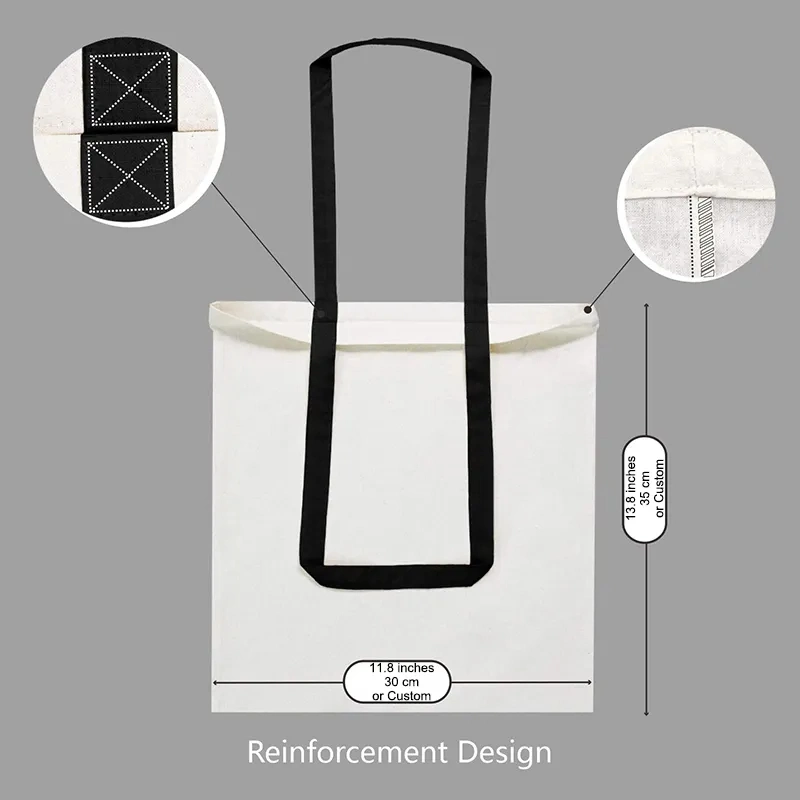 Eco Friendly Reusable Plain Blank Custom Printed Logo Organic Cotton Canvas Bag