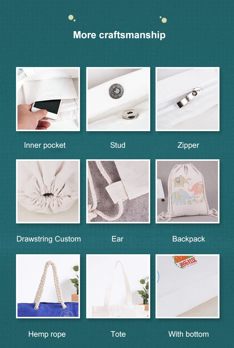 Eco Friendly Reusable Plain Blank Custom Printed Logo Organic Cotton Canvas Bag