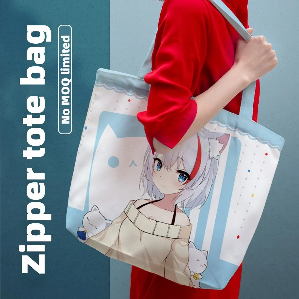 Eco Friendly Shopping Bag Wholesale Plain Canvas Tote Beach Tote Bag with Zipper Accept Customized Logo Free Sample