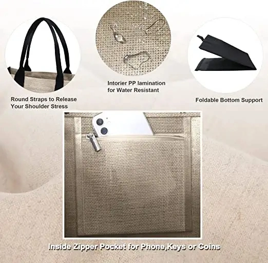 Ecological Custom Printing Wedding Shopping Gift Bag Gunny Burlap Jute Tote Bags