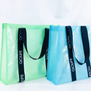 Factory Customized Colorful Printing Semi-Transparent PP Woven Shopping Tote Hand Bag - Image 3