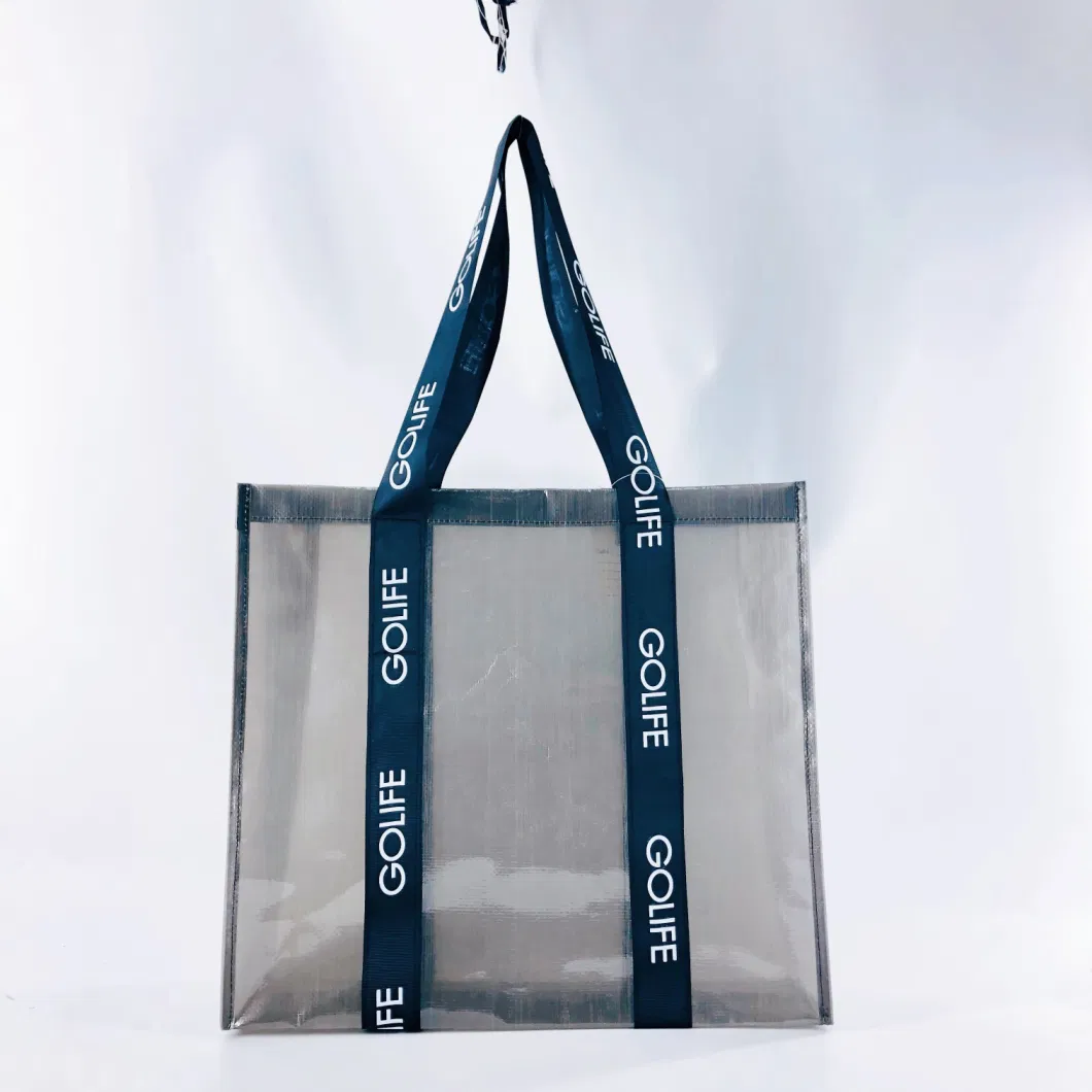 Factory Customized Colorful Printing Semi-Transparent PP Woven Shopping Tote Hand Bag