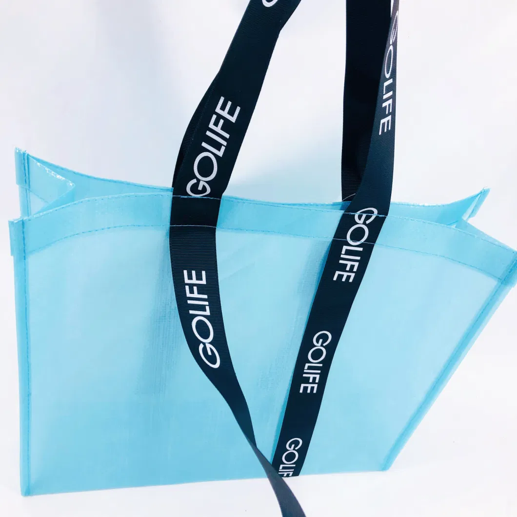Factory Customized Colorful Printing Semi-Transparent PP Woven Shopping Tote Hand Bag