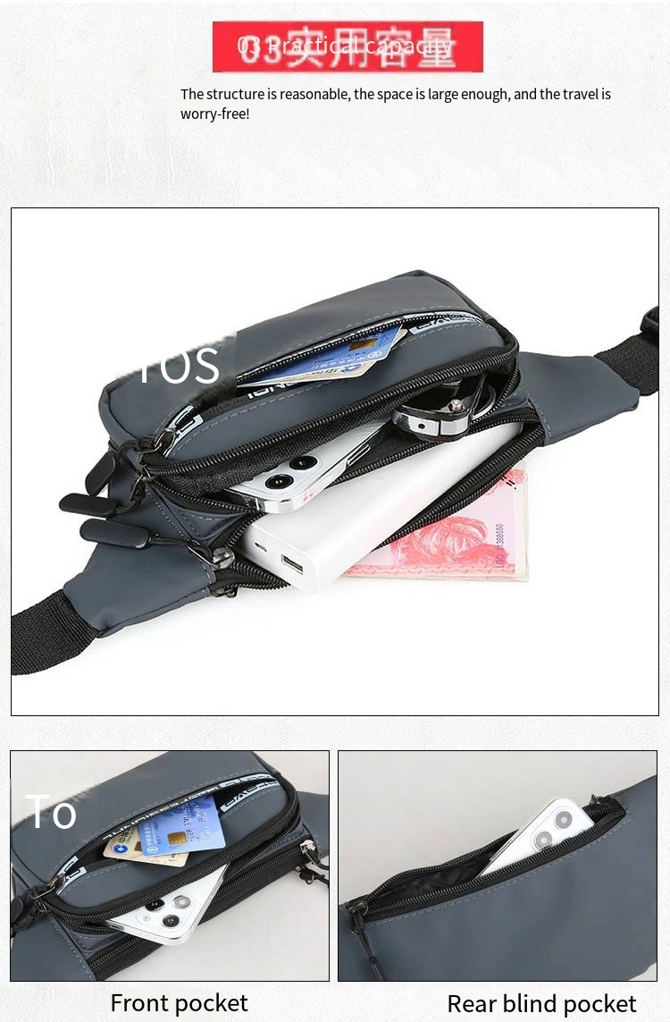 Fanny Pack Men&prime;s Leisure Sports Outdoor Running Mobile Phone Bag Fashion Waterproof Site Work Fanny Pack