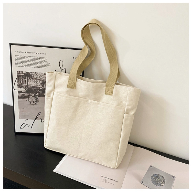 Fashion Canvas Bag Large Capacity Shoulder Portable Shopping Simple Storage Bag